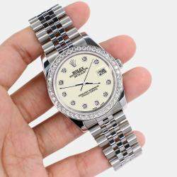 Rolex Custom Satin Linen 1.85CT Diamond Stainless Steel Datejust 116200 Automatic Men's Wristwatch 36mm