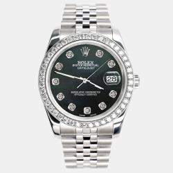 Rolex Custom Black MOP 1.85CT Diamond Stainless Steel Datejust 116200 Automatic Men's Wristwatch 36mm