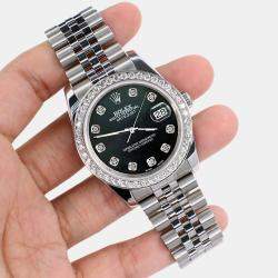 Rolex Custom Black MOP 1.85CT Diamond Stainless Steel Datejust 116200 Automatic Men's Wristwatch 36mm