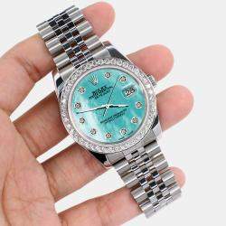 Rolex Custom Aquamarine MOP 1.85CT Diamond Stainless Steel Datejust 116200 Automatic Men's Wristwatch 36mm