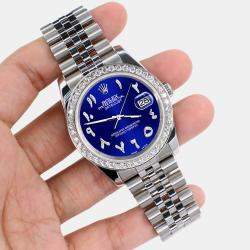 Rolex Custom Navy Blue 2.0CT Diamond Stainless Steel Datejust 116200 Automatic Men's Wristwatch 36mm