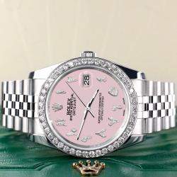 Rolex Custom Orchid Pink 2.0CT Diamond Stainless Steel Datejust 116200 Automatic Men's Wristwatch 36mm