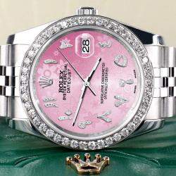 Rolex Custom Pink 2.0CT Diamond Stainless Steel Datejust 116200 Automatic Men's Wristwatch 36mm