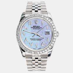 Rolex Custom Purple MOP 2.0CT Diamond Stainless Steel Datejust 116200 Automatic Men's Wristwatch 36mm
