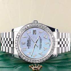 Rolex Custom Purple MOP 2.0CT Diamond Stainless Steel Datejust 116200 Automatic Men's Wristwatch 36mm