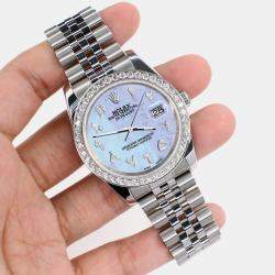 Rolex Custom Purple MOP 2.0CT Diamond Stainless Steel Datejust 116200 Automatic Men's Wristwatch 36mm