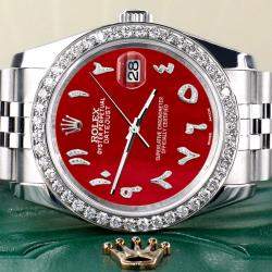 Rolex Custom Red MOP 2.0CT Diamond Stainless Steel Datejust 116200 Automatic Men's Wristwatch 36mm