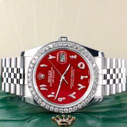Rolex Custom Red MOP 2.0CT Diamond Stainless Steel Datejust 116200 Automatic Men's Wristwatch 36mm