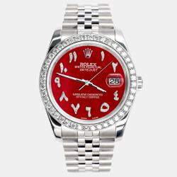 Rolex Custom Red MOP 2.0CT Diamond Stainless Steel Datejust 116200 Automatic Men's Wristwatch 36mm