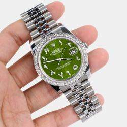 Rolex Custom Royal Green 2.0CT Diamond Stainless Steel Datejust 116200 Automatic Men's Wristwatch 36mm