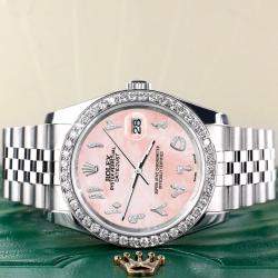 Rolex Custom Royal Pink MOP 2.0CT Diamond Stainless Steel Datejust 116200 Automatic Men's Wristwatch 36mm