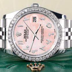 Rolex Custom Royal Pink MOP 2.0CT Diamond Stainless Steel Datejust 116200 Automatic Men's Wristwatch 36mm