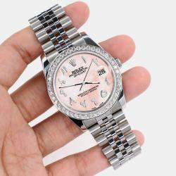 Rolex Custom Royal Pink MOP 2.0CT Diamond Stainless Steel Datejust 116200 Automatic Men's Wristwatch 36mm