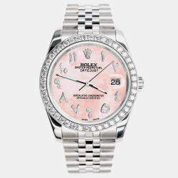 Rolex Custom Royal Pink MOP 2.0CT Diamond Stainless Steel Datejust 116200 Automatic Men's Wristwatch 36mm