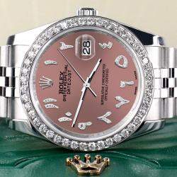 Rolex Custom Salmon 2.0CT Diamond Stainless Steel Datejust 116200 Automatic Men's Wristwatch 36mm