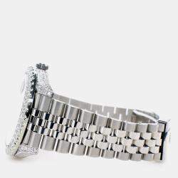 Rolex Custom Black 5.9CT Diamond Stainless Steel Datejust 41 126300 Automatic Men's Wristwatch