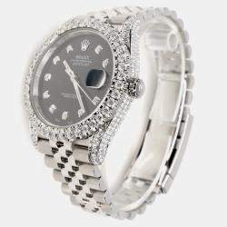 Rolex Custom Black 5.9CT Diamond Stainless Steel Datejust 41 126300 Automatic Men's Wristwatch