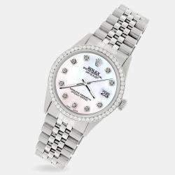 Rolex Custom White Pearl 1.1CT Diamond Stainless Steel Datejust  Automatic Men's Wristwatch 36mm