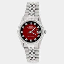Rolex Custom Red Vignette 1.1CT Diamond Stainless Steel Datejust  Automatic Men's Wristwatch 36mm