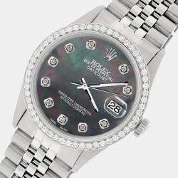 Rolex Custom  MOP 1.1CT Diamond Stainless Steel Datejust  Automatic Men's Wristwatch 36mm