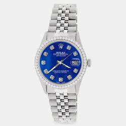 Rolex Custom Royal Blue MOP 1.1CT Diamond Stainless Steel Datejust  Automatic Men's Wristwatch 36mm