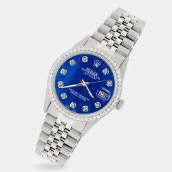 Rolex Custom Royal Blue MOP 1.1CT Diamond Stainless Steel Datejust  Automatic Men's Wristwatch 36mm