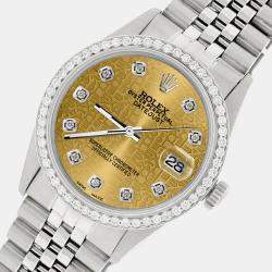 Rolex Custom Champagne 1.1CT Diamond Stainless Steel Datejust  Automatic Men's Wristwatch 36mm