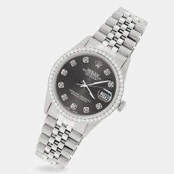 Rolex Custom Grey 1.1CT Diamond Stainless Steel Datejust  Automatic Men's Wristwatch 36mm
