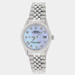 Rolex Custom Purple MOP 1.1CT Diamond Stainless Steel Datejust  Automatic Men's Wristwatch 36mm