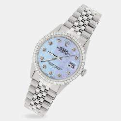Rolex Custom Purple MOP 1.1CT Diamond Stainless Steel Datejust  Automatic Men's Wristwatch 36mm