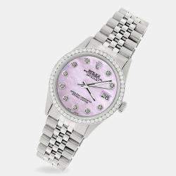 Rolex Custom Pink Pearl 1.1CT Diamond Stainless Steel Datejust  Automatic Men's Wristwatch 36mm