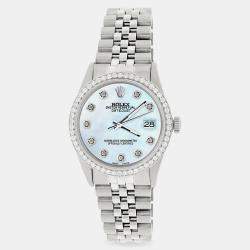 Rolex Custom Sky Blue 1.1CT Diamond Stainless Steel Datejust  Automatic Men's Wristwatch 36mm