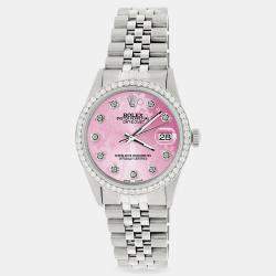 Rolex Custom Peach Flower 1.1CT Diamond Stainless Steel Datejust  Automatic Men's Wristwatch 36mm