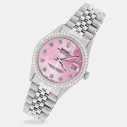 Rolex Custom Peach Flower 1.1CT Diamond Stainless Steel Datejust  Automatic Men's Wristwatch 36mm