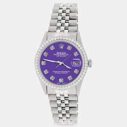 Rolex Custom Pastel Purple 1.1CT Diamond Stainless Steel Datejust  Automatic Men's Wristwatch 36mm