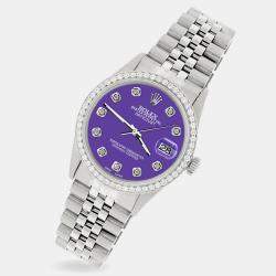Rolex Custom Pastel Purple 1.1CT Diamond Stainless Steel Datejust  Automatic Men's Wristwatch 36mm