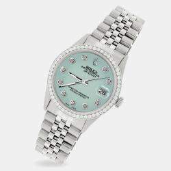 Rolex Custom Pastel Blue 1.1CT Diamond Stainless Steel Datejust  Automatic Men's Wristwatch 36mm