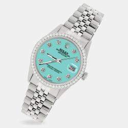 Rolex Custom Sky Blue 1.1CT Diamond Stainless Steel Datejust  Automatic Men's Wristwatch 36mm