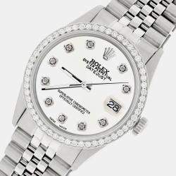 Rolex Custom Ivory 1.1CT Diamond Stainless Steel Datejust  Automatic Men's Wristwatch 36mm
