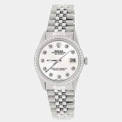 Rolex Custom Ivory 1.1CT Diamond Stainless Steel Datejust  Automatic Men's Wristwatch 36mm
