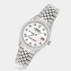 Rolex Custom Ivory 1.1CT Diamond Stainless Steel Datejust  Automatic Men's Wristwatch 36mm