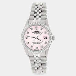 Rolex Custom Ice Pink 1.1CT Diamond Stainless Steel Datejust  Automatic Men's Wristwatch 36mm