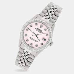 Rolex Custom Ice Pink 1.1CT Diamond Stainless Steel Datejust  Automatic Men's Wristwatch 36mm