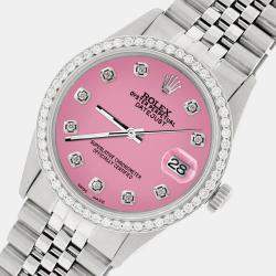 Rolex Custom Hot Pink 1.1CT Diamond Stainless Steel Datejust  Automatic Men's Wristwatch 36mm