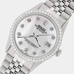 Rolex Custom Grey 1.1CT Diamond Stainless Steel Datejust  Automatic Men's Wristwatch 36mm