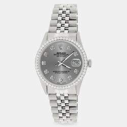 Rolex Custom Grey 1.1CT Diamond Stainless Steel Datejust  Automatic Men's Wristwatch 36mm