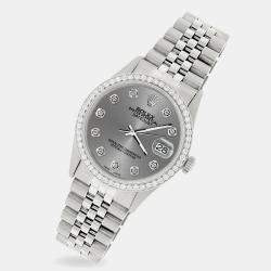 Rolex Custom Grey 1.1CT Diamond Stainless Steel Datejust  Automatic Men's Wristwatch 36mm