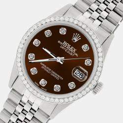 Rolex Custom Chocolate 1.1CT Diamond Stainless Steel Datejust  Automatic Men's Wristwatch 36mm