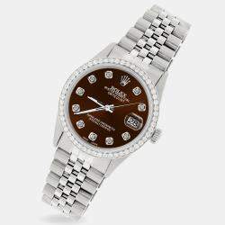 Rolex Custom Chocolate 1.1CT Diamond Stainless Steel Datejust  Automatic Men's Wristwatch 36mm