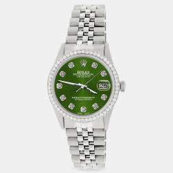 Rolex Custom Chartreuse Green 1.1CT Diamond Stainless Steel Datejust  Automatic Men's Wristwatch 36mm
